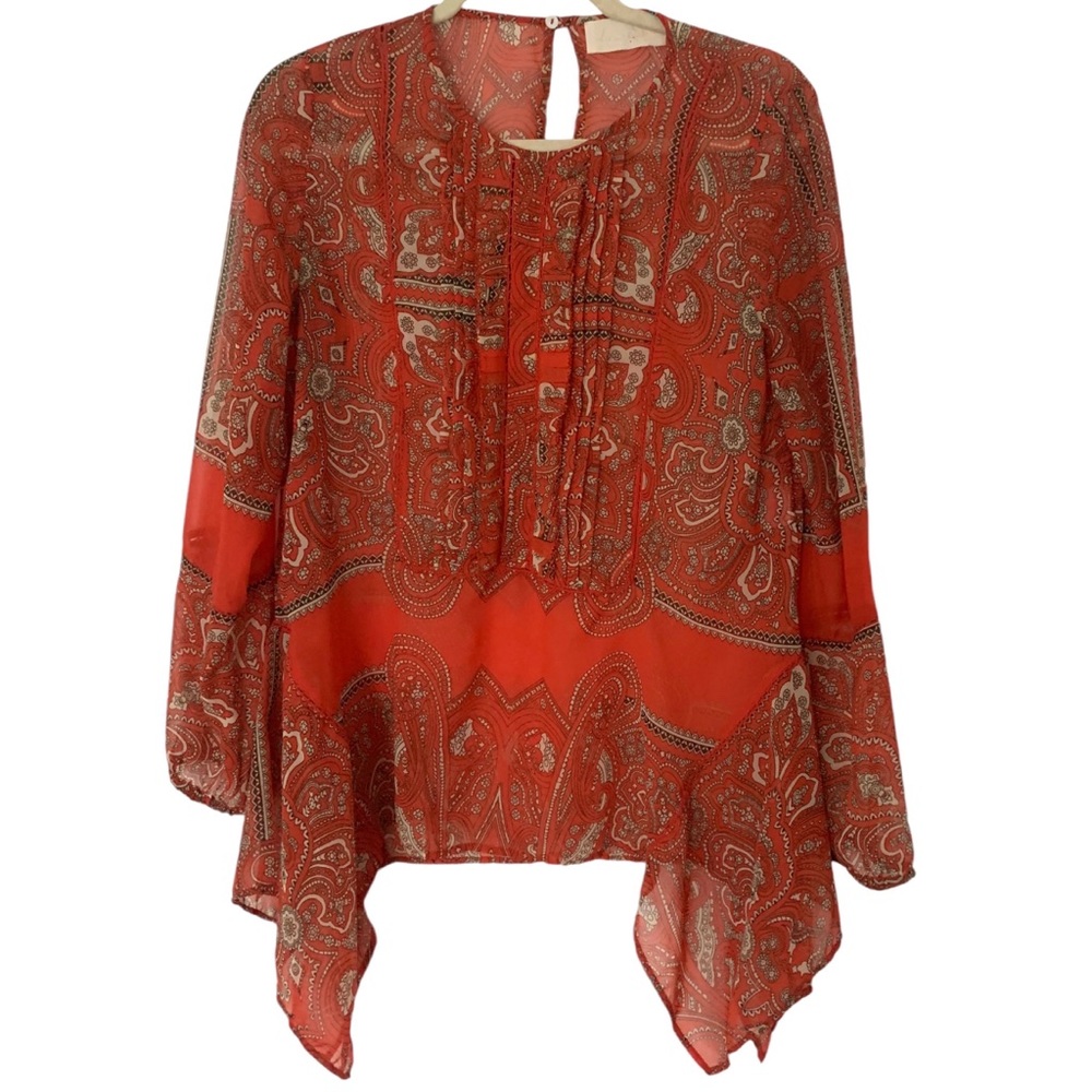 Love, Sam Medium Bohemian Style Sheer Flowy Blouse Top